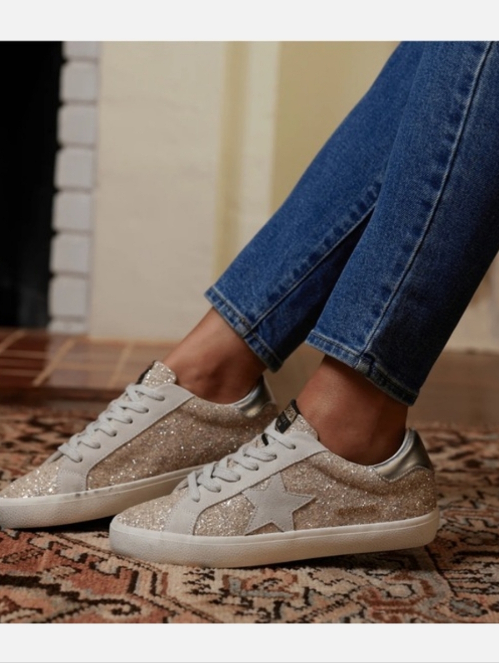 Vintage Havana Grande Chunky Silver Glitter Star Sneakers